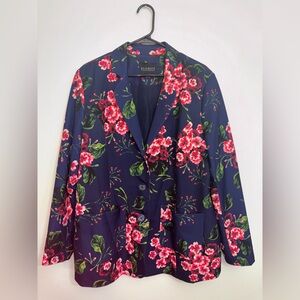 ELOQUII Floral Crepe Blazer | Navy | Size 18